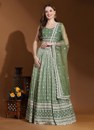 Glowing Georgette Wedding A Line Lehenga Choli