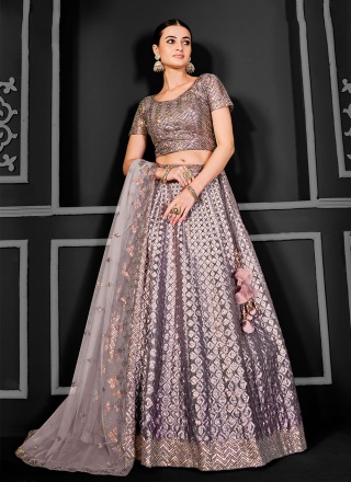 Glowing Net Sequins Lavender Trendy Lehenga Choli