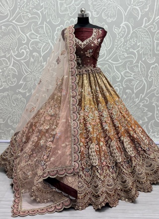 Gold Velvet Wedding Trendy Lehenga Choli