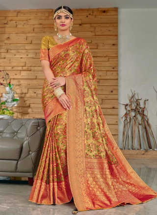 Gorgonize Banarasi Silk Weaving Multi Colour Contemporary Saree