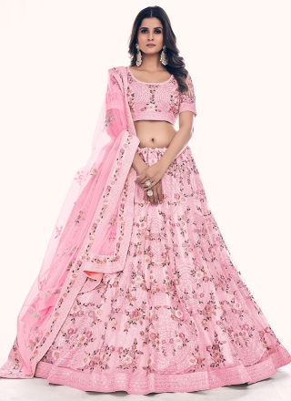 Gorgonize Dori Work Rose Pink Net Lehenga Choli