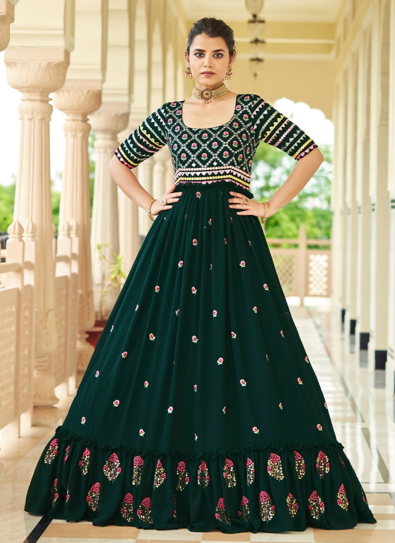 Graceful Embroidered Georgette Trendy Gown