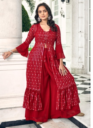 Grandiose Faux Georgette Palazzo Salwar Kameez