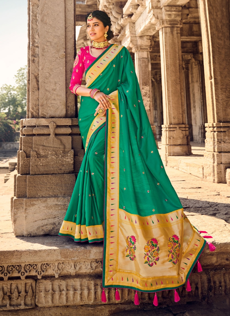 Green Banarasi Silk Traditional Saree