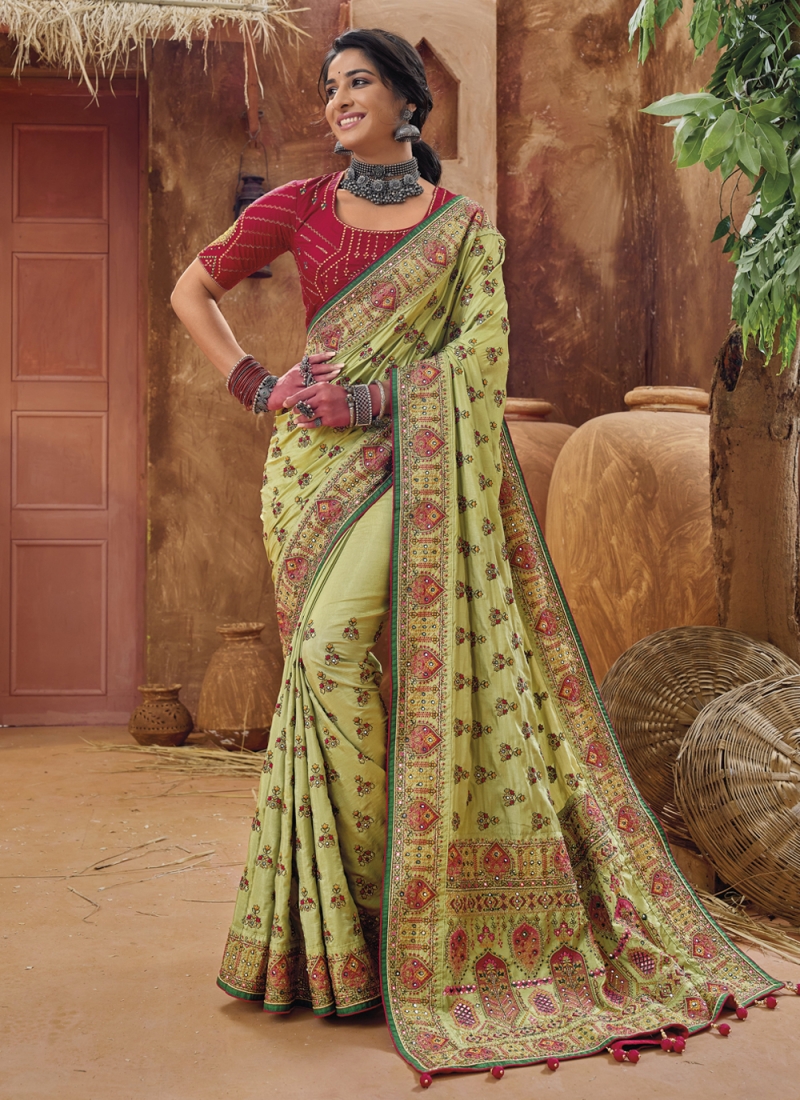 Green Banarasi Silk Wedding Designer Saree