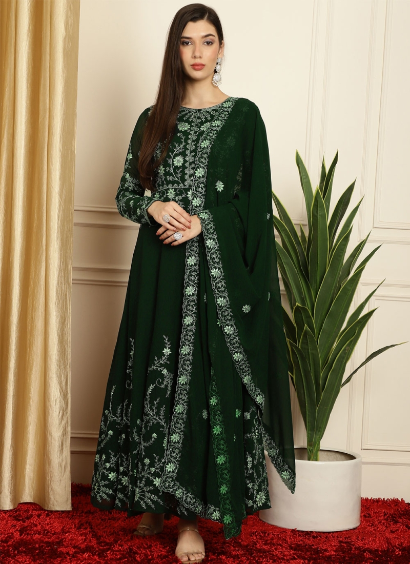 Green Ceremonial Anarkali Salwar Suit