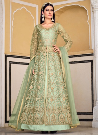 Green Ceremonial Net Lehenga Choli