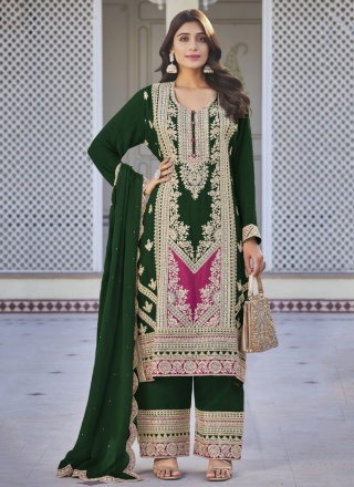 Green Chinon Salwar Kameez