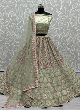 Green Diamond Net Trendy Lehenga Choli