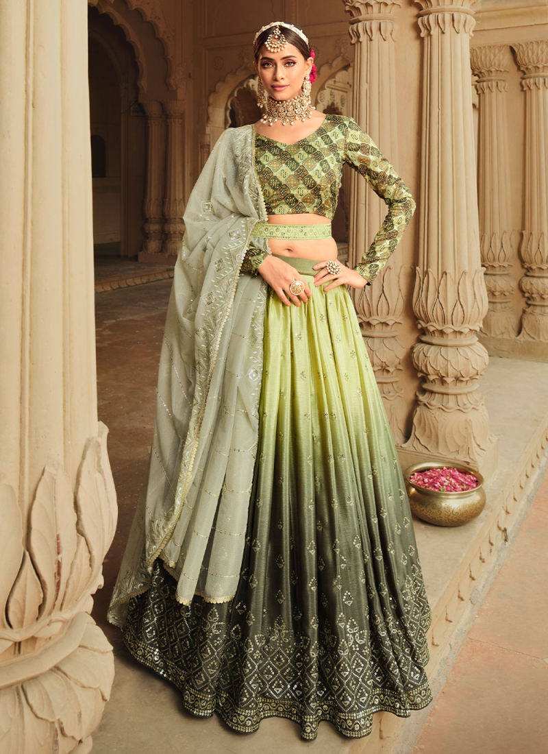 Green Embroidered Lehenga Choli