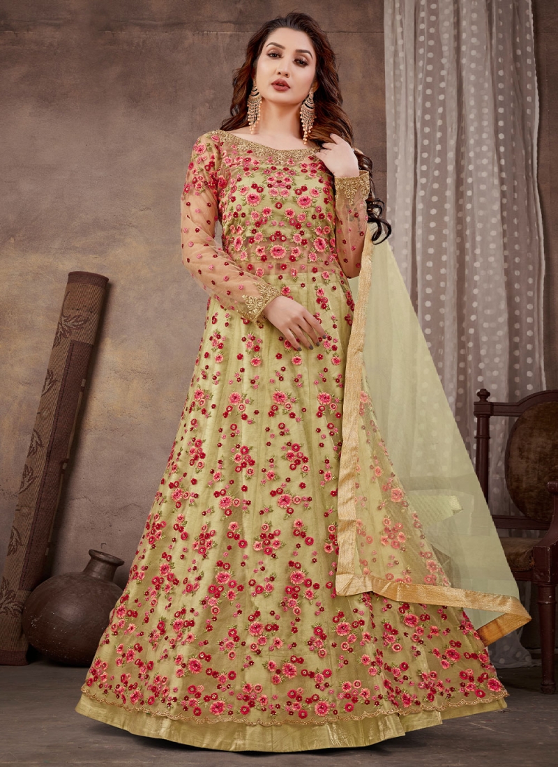 Green Engagement Trendy Salwar Kameez