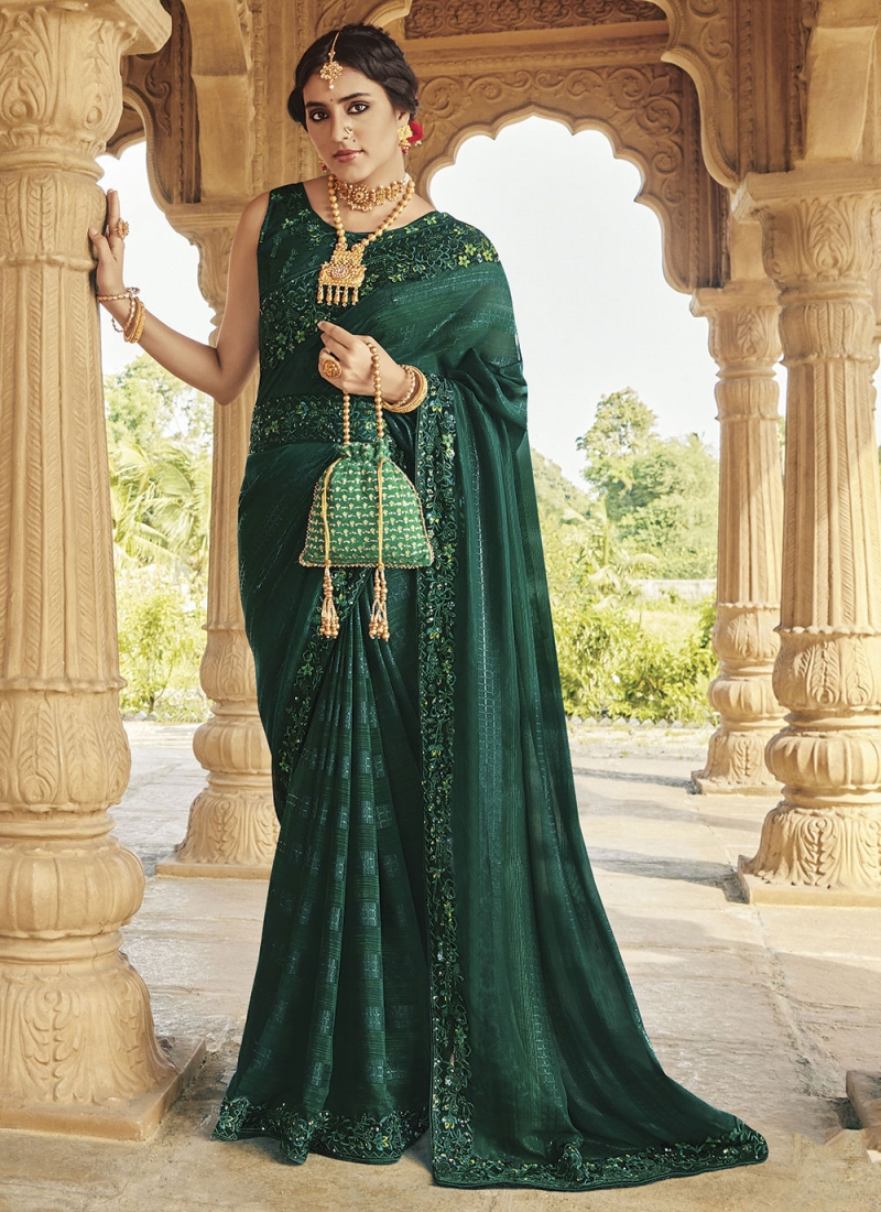 Green Fancy Fabric Woven Trendy Saree