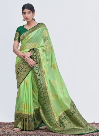 Green Festival Silk Contemporary Saree
