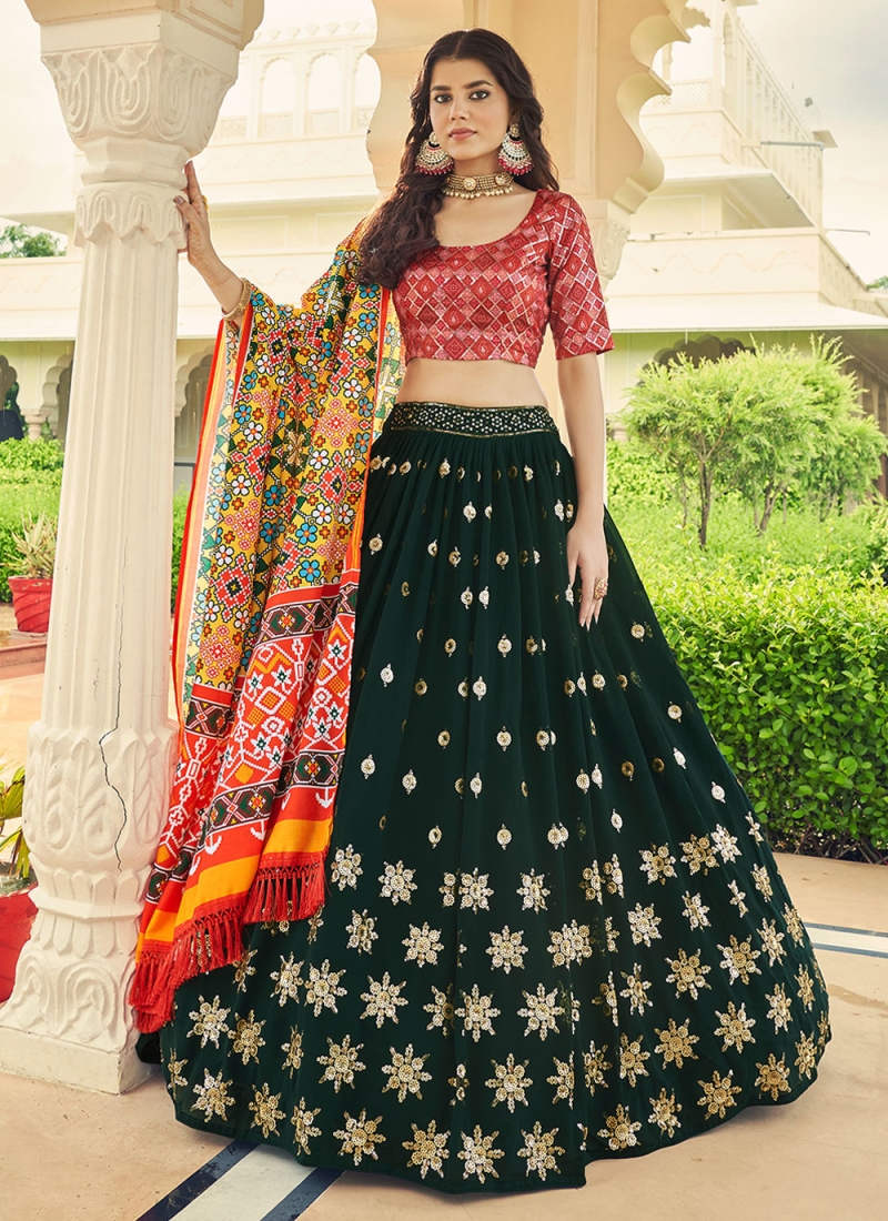 Green Georgette Lehenga Choli