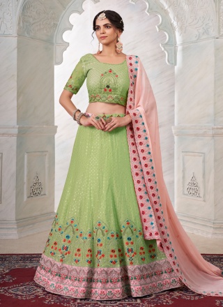 Green Georgette Reception Trendy Lehenga Choli