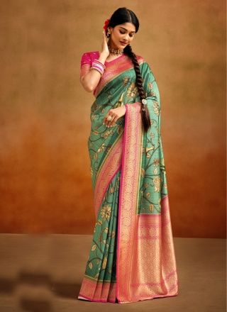 Green Party Banarasi Silk Saree