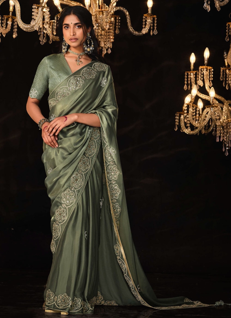 Green Party Fancy Fabric Classic Saree