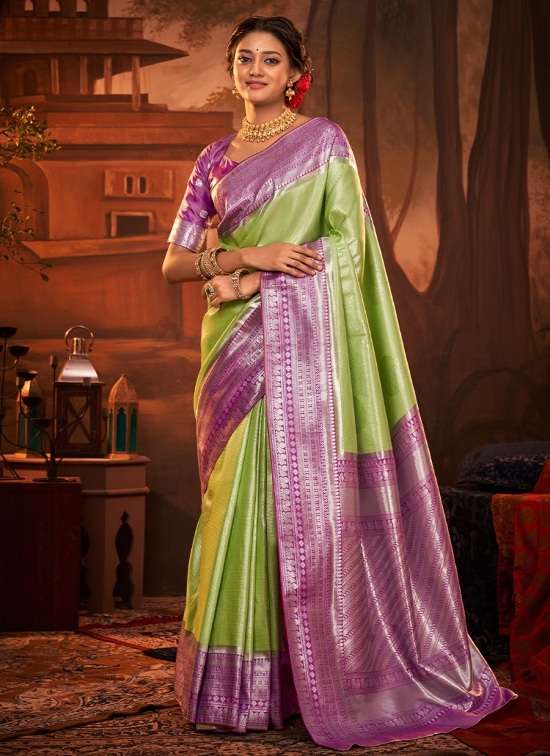 Green Party Kanchipuram Silk Classic Saree