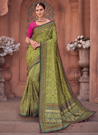 Green Patch Border Wedding Traditional Saree