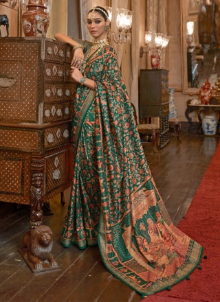 Green Patola Silk  Party Designer Saree