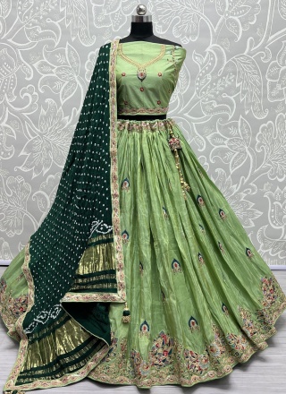 Green Silk Designer Lehenga Choli