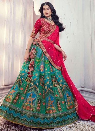 Green Silk Trendy Lehenga Choli