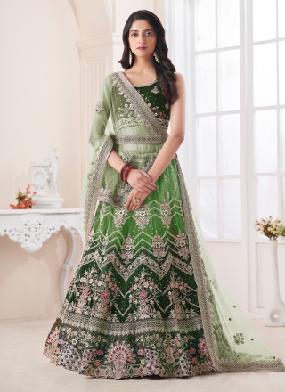 Green Stone Wedding Designer Lehenga Choli