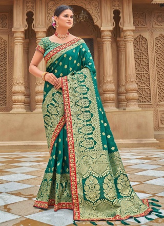 Green Weaving Banarasi Silk Trendy Saree