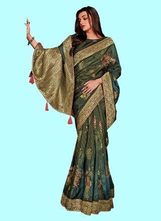 Green Weaving Classic Saree