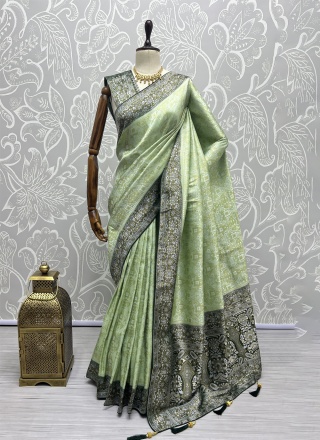 Green Weaving Festival Contemporary Style Saree