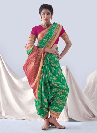 Green Weaving Reception Trendy Saree