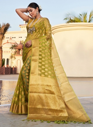 Green Woven Party Classic Saree