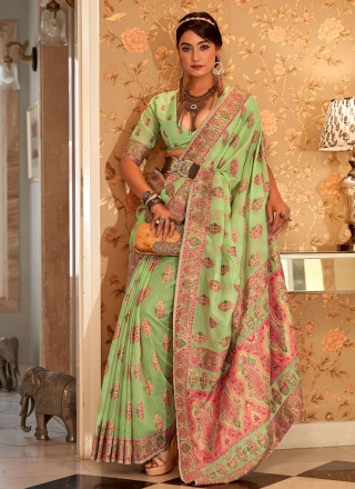 Green Woven Saree