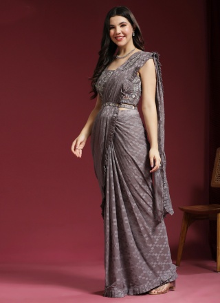 Grey Border Jacquard Classic Saree