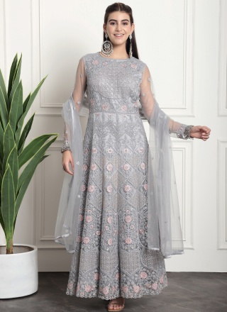 Grey Embroidered Ceremonial Salwar Kameez