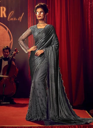 Grey Sequins Classic Saree