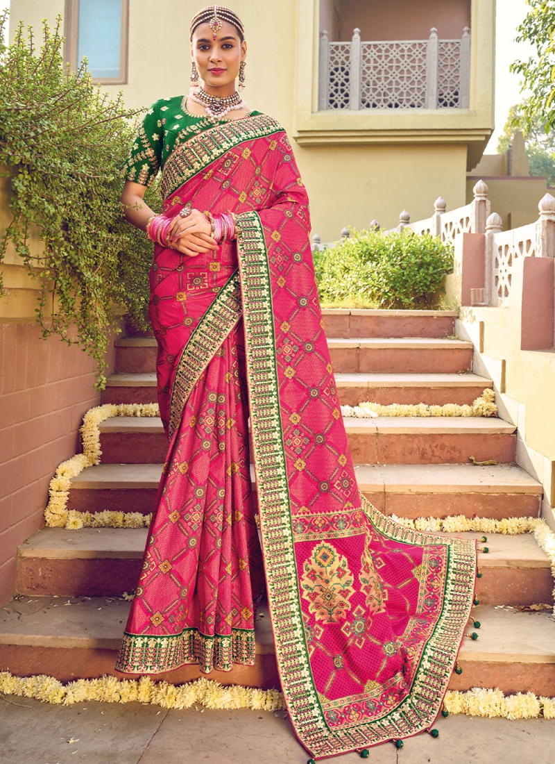 Honourable Pure Silk Embroidered Pink Designer Saree