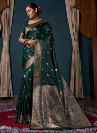 Ideal Silk Zari Green Contemporary Saree