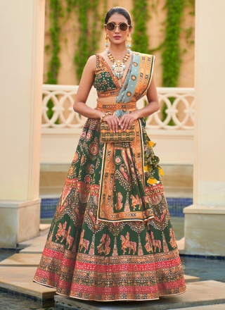 Impeccable Green Engagement Readymade Lehenga Choli