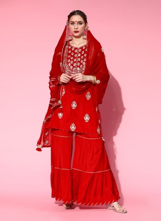 Impeccable Red Party Salwar Kameez