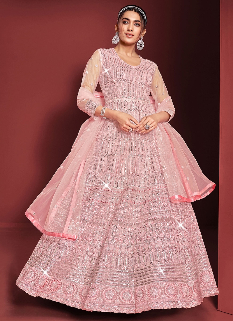 Best Selling | $0Pink Engagement Indian Gown and Pink Engagement Designer  Gown Online Shopping