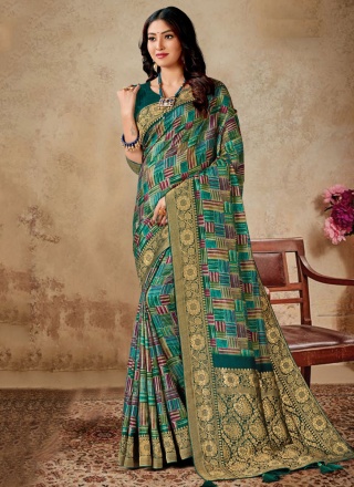 Imperial Viscose Green Contemporary Saree