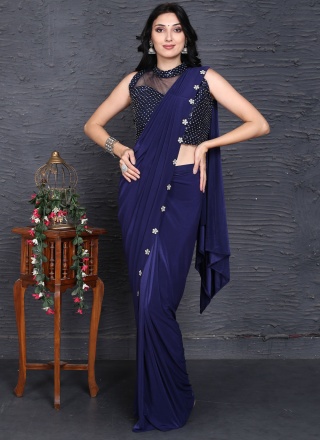 Imported Diamond Navy Blue Contemporary Saree