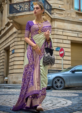 Impressive Green Patola Print Saree