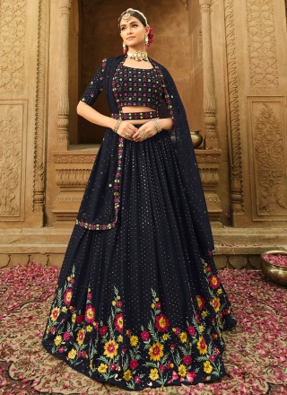 Innovative Blue Sequins Lehenga Choli