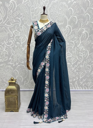 Innovative Zari Blue Classic Saree