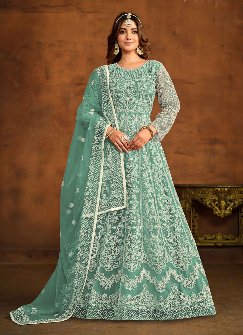 Intricate Embroidered Net Trendy Salwar Suit