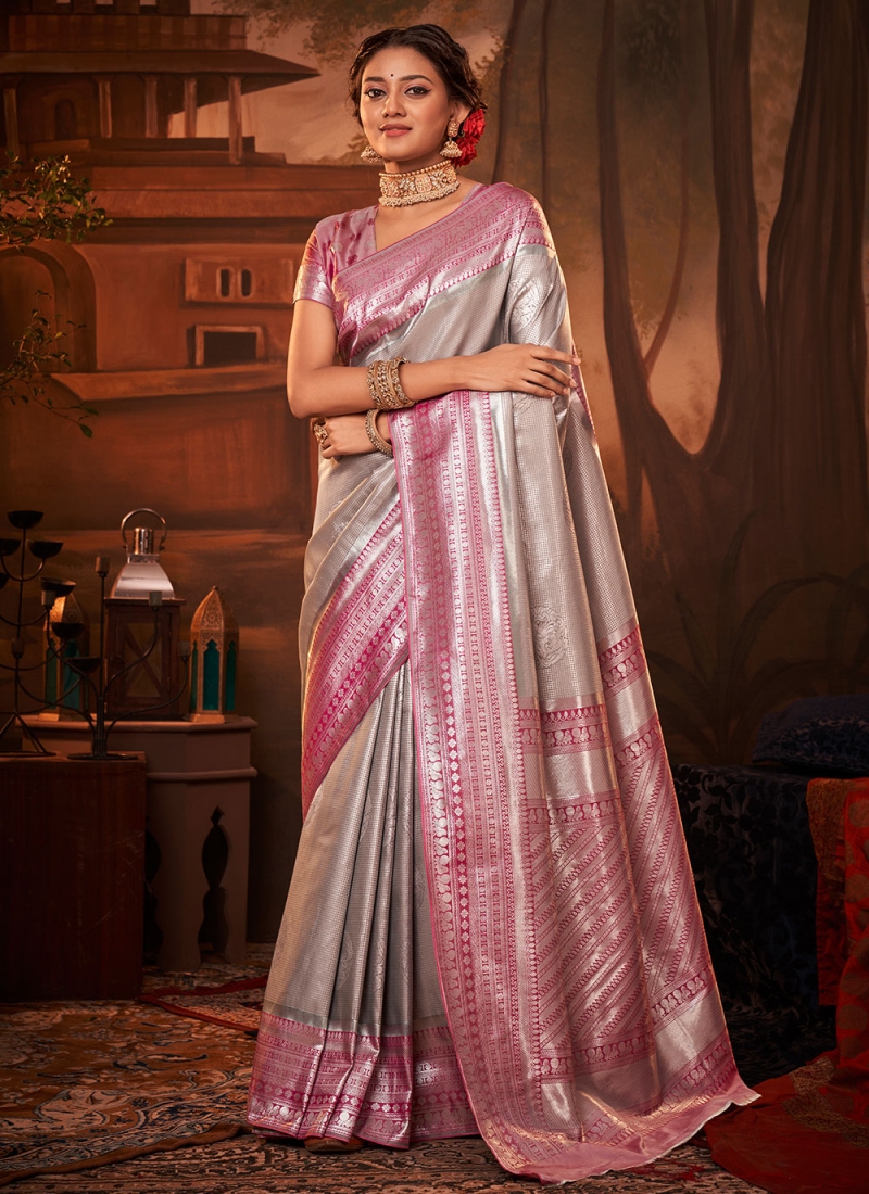 Intrinsic Kanchipuram Silk Weaving Trendy Saree