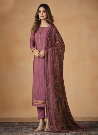 Invaluable Chinon Pink Swarovski Trendy Salwar Kam