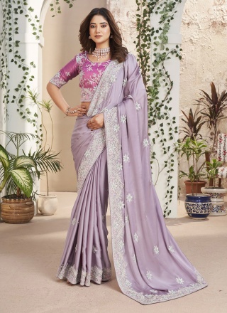 Invigorating Lavender Sequins Fancy Fabric Classic Saree